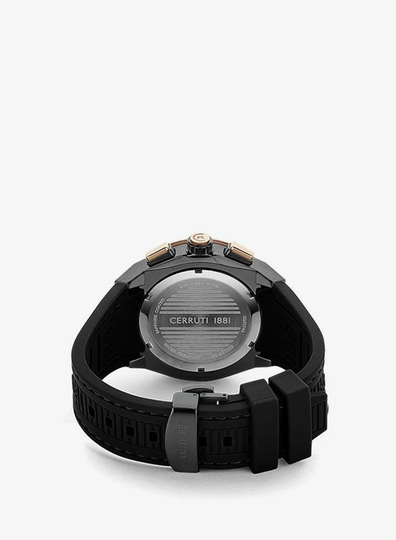 شيروتي 1881 Men's Round Shape Silicone Band Analog Wrist Watch 48 mm - Black Dial - CIWGQ2224004