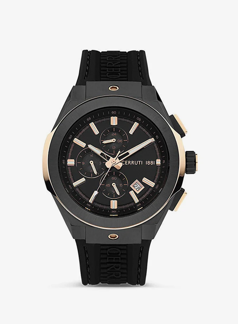 Men's Round Shape Silicone Band Analog Wrist Watch 48 mm - Black Dial - CIWGQ2224004