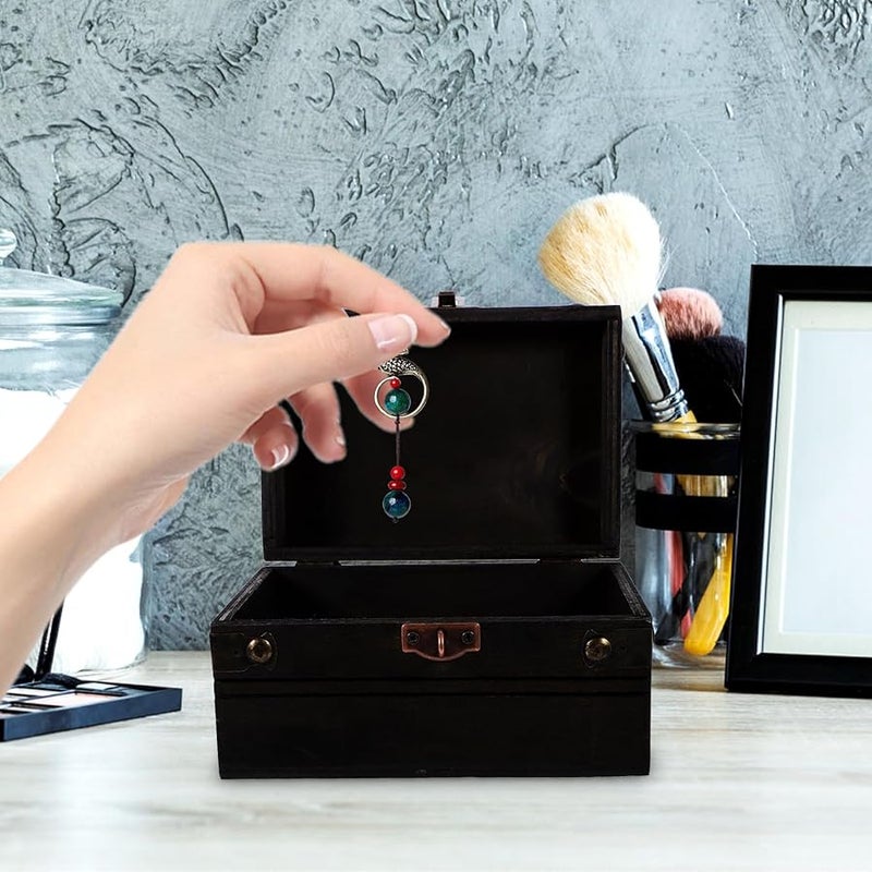 Vintage Wooden Jewelry Box With Combination Lock For Rings Necklaces Storage - Image 4