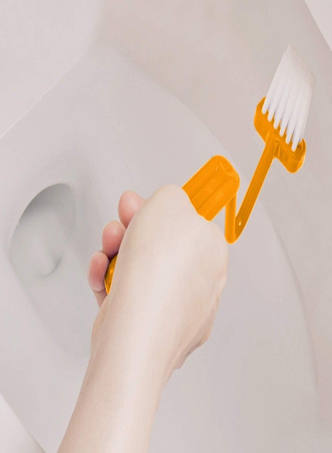 HOME-X Curved Toilet Bowl Brush-V Type Plastic Curved Toilet Brush Cleaning Toilet Corner Rim-8" - Image 3
