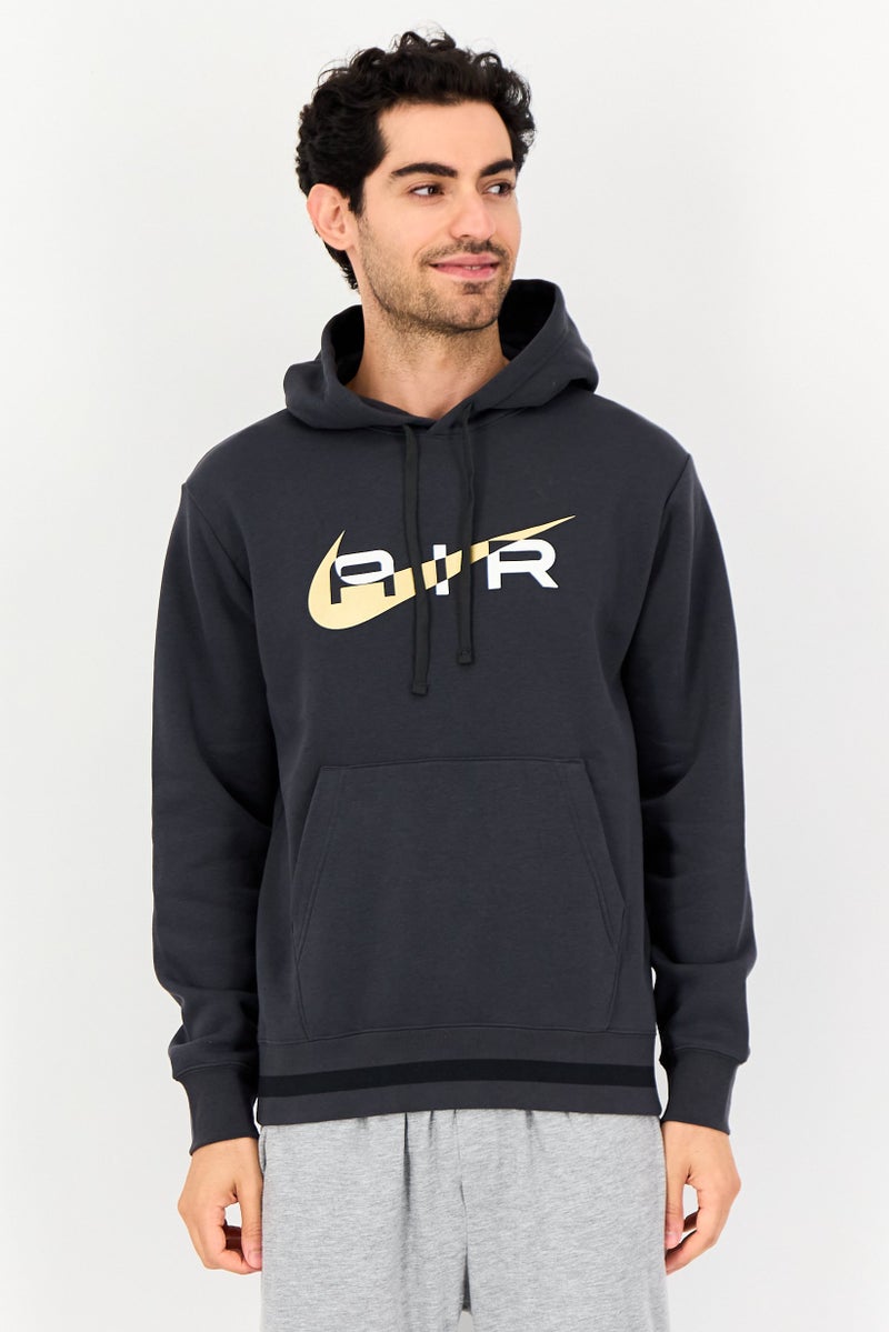 Nike Men Sportswear Fit Long Sleeve Outdoor Nike Air Hooded Sweatshirt, Dark Grey - Image 1