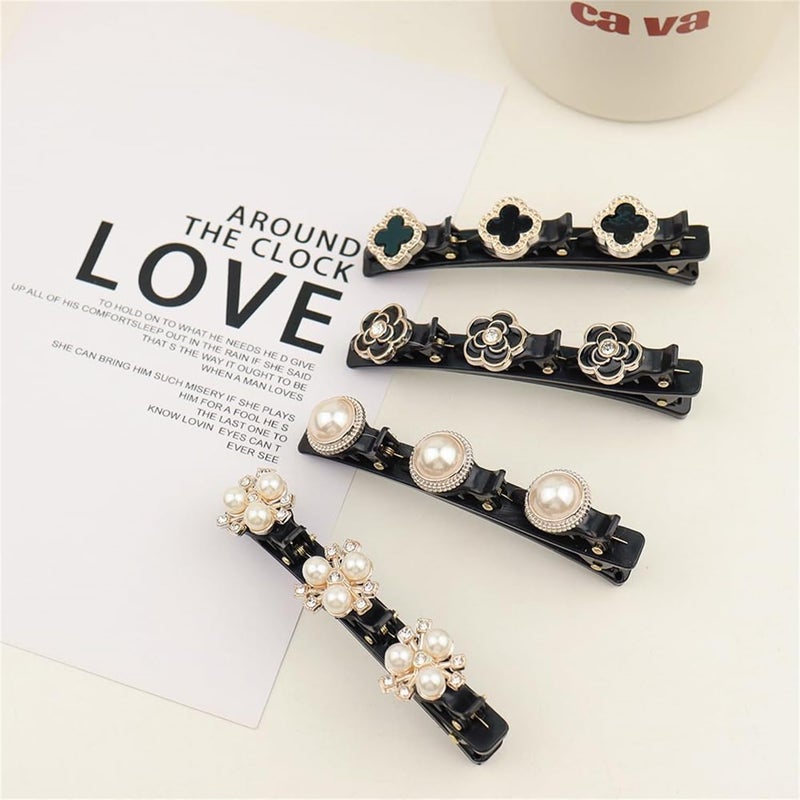 ANNACREATIONS ANNA CREATIONS 20 Pcs Braided Hair Clip Sparkling Crystal Stone Dual Clips Fashion Hair Accessories for Women Satin Fabric Hair Bands with Rhinestone and Pearl Stylish Hairpins Barrettes - Image 2