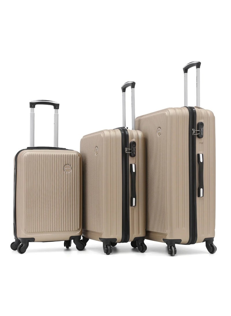 TAKEOFF Hardside Luggage Trolley Bag 3 Pieces set,Black (S-20,M-24,L-28 Inch) - Image 1