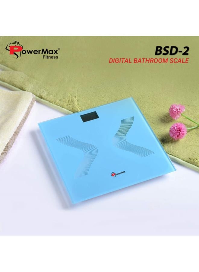 PowerMax Fitness PowerMax Fitness Digital Weight Machine for Human Body - Bathroom Scale with Step-on-Technology & Sharp LED Display, 180Kg Human Body Capacity (Color: Twitter Blue, Model:BSD-2)  - Image 2