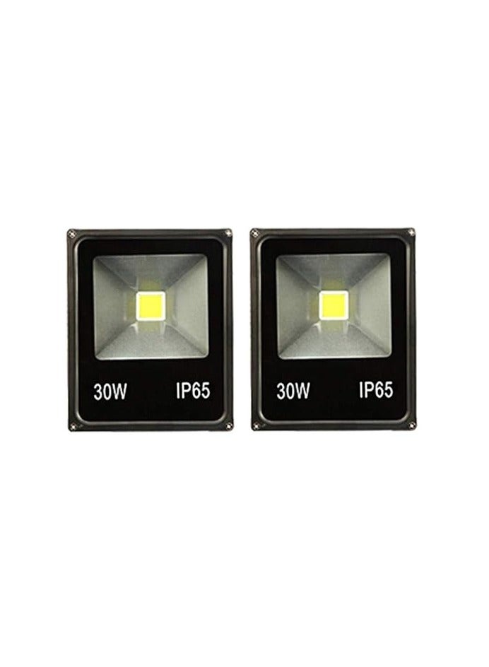 ماركة غير محددة كشاف ليد 30 وات عدد 2 اضاءة خارجية مقاوم للماء IP65 اضاءة اصفر اكريليك، اسود 