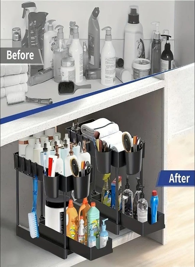 Kienlix 2 Tier Under Sink Storage Organizer for Kitchen & Bathroom/Pullout Cabinet Organizer for Kitchen Cabinets/Under Sink Organizer/Bathroom Cabinet Storage(Pack of 1, Black) - Image 5
