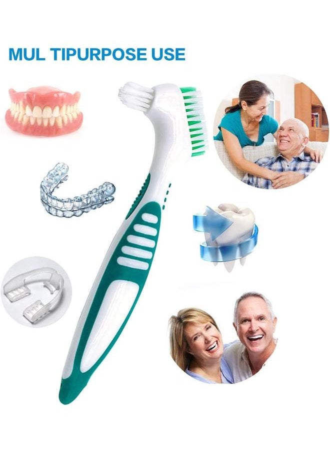 Generic Premium Hygiene Denture Cleaning Brush Set, Multi-Layered Bristles & Ergonomic Rubber Handle, for Denture Care(Purple & Green)  - Image 3
