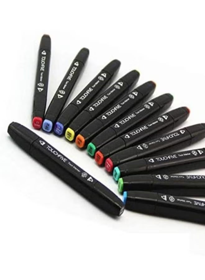 TOUCHFIVE 60-Piece Twin Marker Set With Carry Bag Multicolour - Image 3