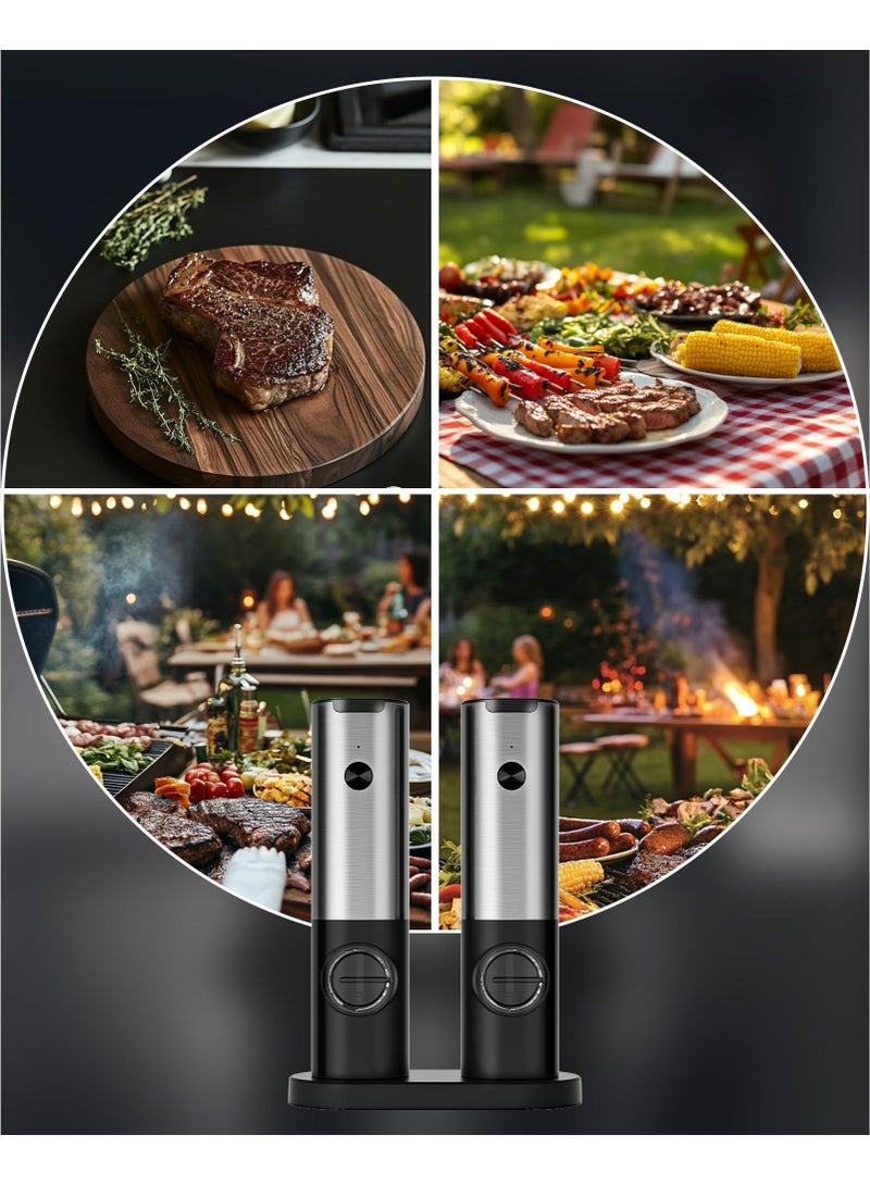 كيلا مجموعة مطحنة الملح والفلفل الكهربائية - قابلة لإعادة الشحن عبر USB-C مع ضوء LED وقاعدة شحن، و5 إعدادات خشونة قابلة للتعديل، ومطاحن أوتوماتيكية تعمل بلمسة واحدة للمطبخ وتناول الطعام والهدايا - Image 5