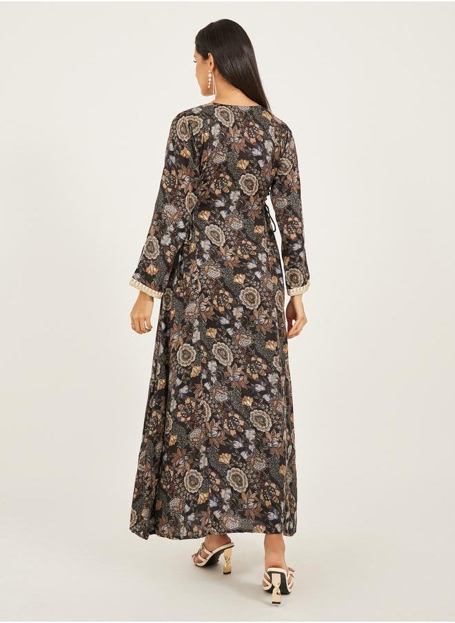 Maxim Creation All-Over Print Embroidered A-Line Jalabiya by Styli  - Image 5
