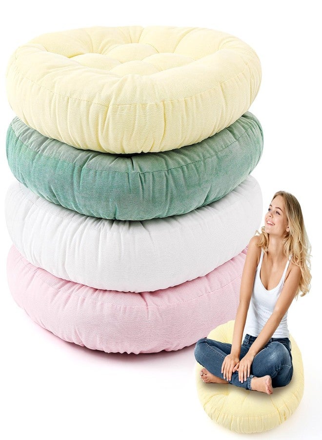 جيريفي مجموعة وسائد أرضية من جيريفي، 4 قطع، مقاس 22 × 22 بوصة، وسادة أرضية كبيرة للتأمل للبالغين، وسادة جلوس للتأمل، هدية عيد الميلاد (لون ماكارون، دائري). - Image 1