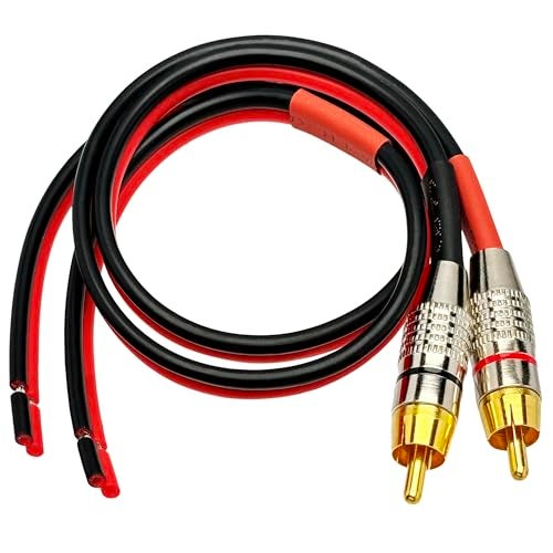 CNCESS CESS-064-1f Speaker Cables to RCA Plugs Adapter, 2-Channel, 14 AWG Speaker Wire, RCA Male to Speaker Termination Leads, High-Level Signal (1 Foot) - Image 2