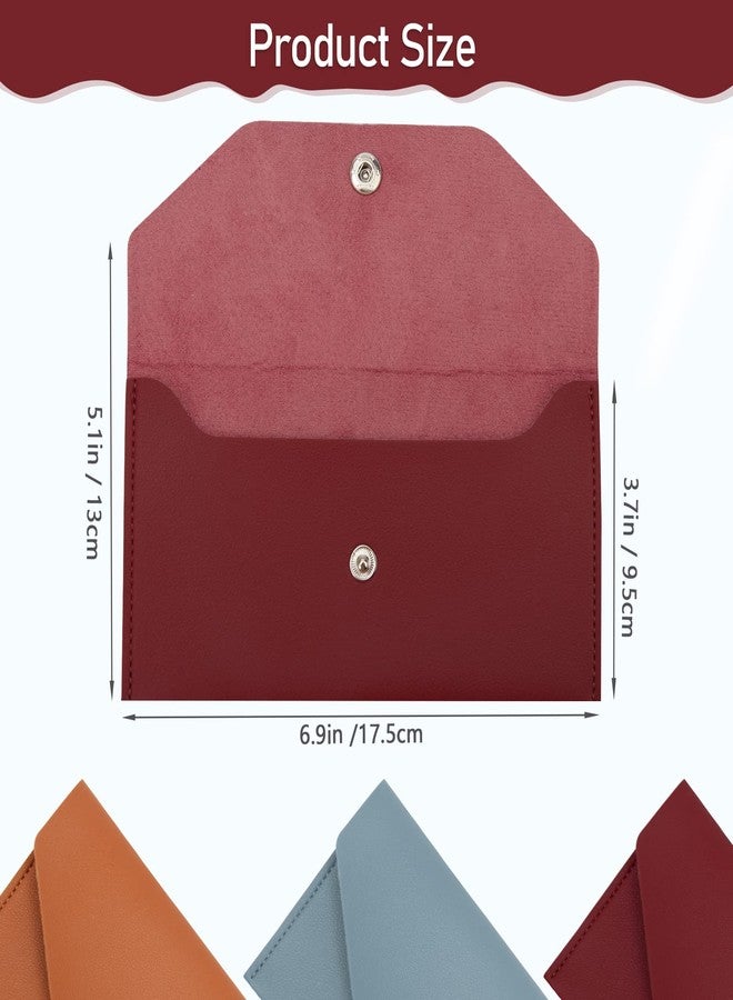 Pletpet 3 Pieces Money Cash Envelopes Bag, Pletpet PU Leather Cash Money Pouch Cash Wallet Envelope Reusable Budget Envelope for Spring Festival Wedding Birthday Graduation Holidays(Blue, Brown, Red) - Image 3
