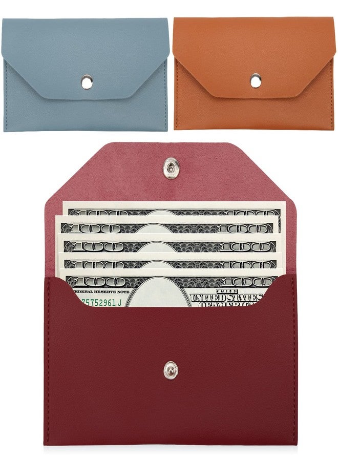 Pletpet 3 Pieces Money Cash Envelopes Bag, Pletpet PU Leather Cash Money Pouch Cash Wallet Envelope Reusable Budget Envelope for Spring Festival Wedding Birthday Graduation Holidays(Blue, Brown, Red) - Image 1