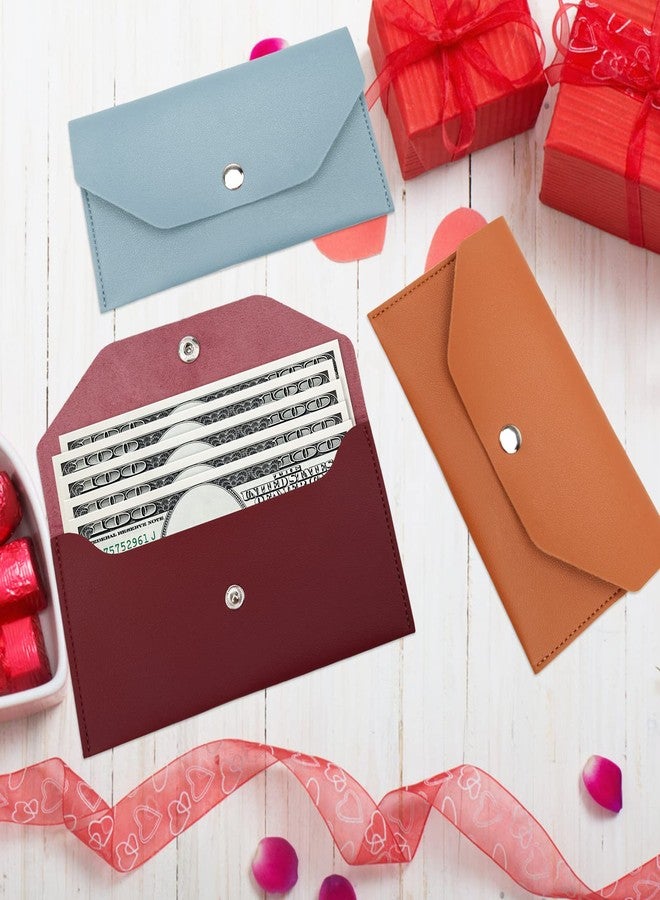 Pletpet 3 Pieces Money Cash Envelopes Bag, Pletpet PU Leather Cash Money Pouch Cash Wallet Envelope Reusable Budget Envelope for Spring Festival Wedding Birthday Graduation Holidays(Blue, Brown, Red) - Image 5