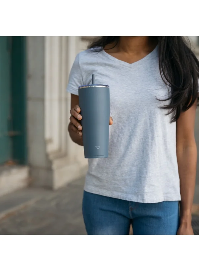 Zojirushi Zojirushi Stainless Steel Vacuum Insulated Tumbler with Straw 0.89L,Navy Blue (Am)