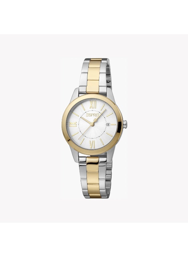 Esprit Women's Silver & Gold Stainless Steel Watch, Silver Dial | Es1l057m0035 - Image 1