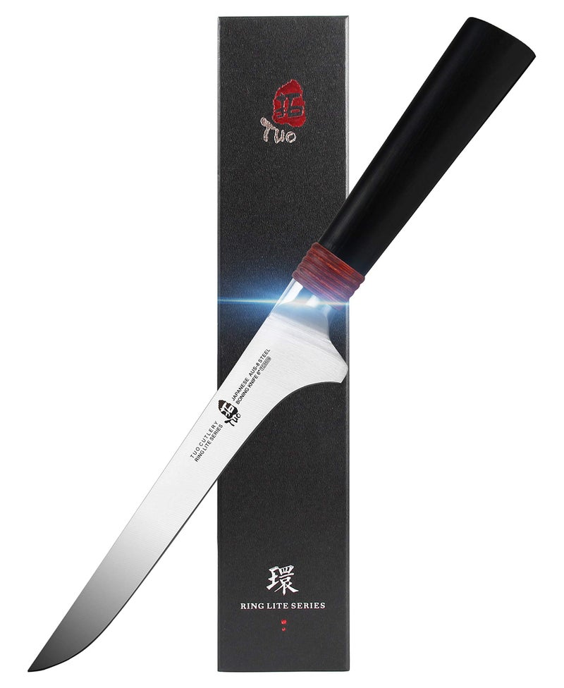 TUO Boning Chef Knife 6 inch  Kitchen Knives Professional Flexible Fillet Knives for Fish Chicken and Poultry  AUS8 Stainless Steel with Pakkawood Handle  RING LITE SERIES with Gift Box