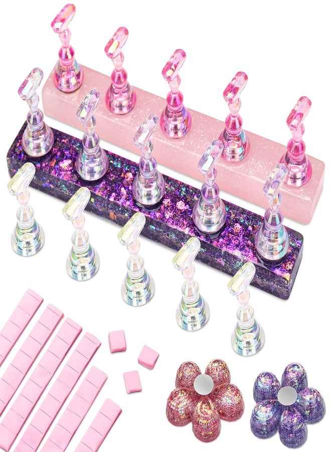 Nicedeco Nail Stand Display, DIY Magnetic Nail Holder for Nail Tips, Acrylic Nail Practice Holders Nail Painting Stand with 96Pcs Reusable Adhesive Putty for False Nail Tip Manicure Tool - Image 1