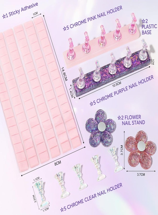 Nicedeco Nail Stand Display, DIY Magnetic Nail Holder for Nail Tips, Acrylic Nail Practice Holders Nail Painting Stand with 96Pcs Reusable Adhesive Putty for False Nail Tip Manicure Tool - Image 2