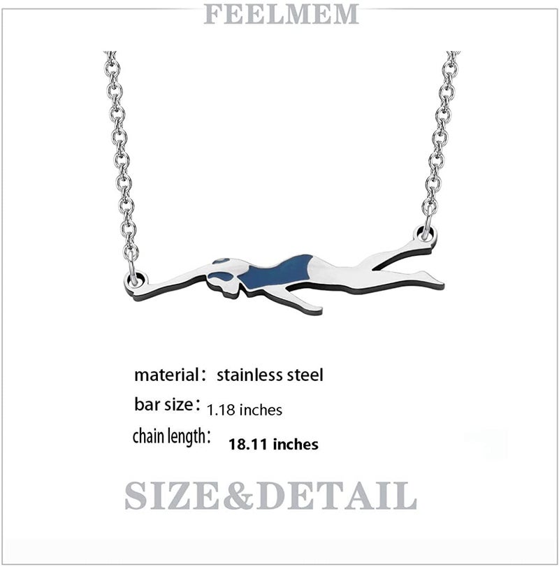FEELMEM Swimming Lover Gifts - Inspirational Swim Team and Coach Necklace - Image 4