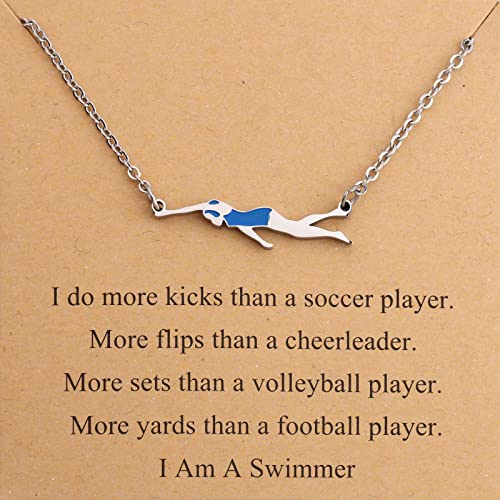 FEELMEM Swimming Lover Gifts - Inspirational Swim Team and Coach Necklace - Image 1