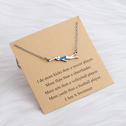 FEELMEM Swimming Lover Gifts - Inspirational Swim Team and Coach Necklace - Image 2