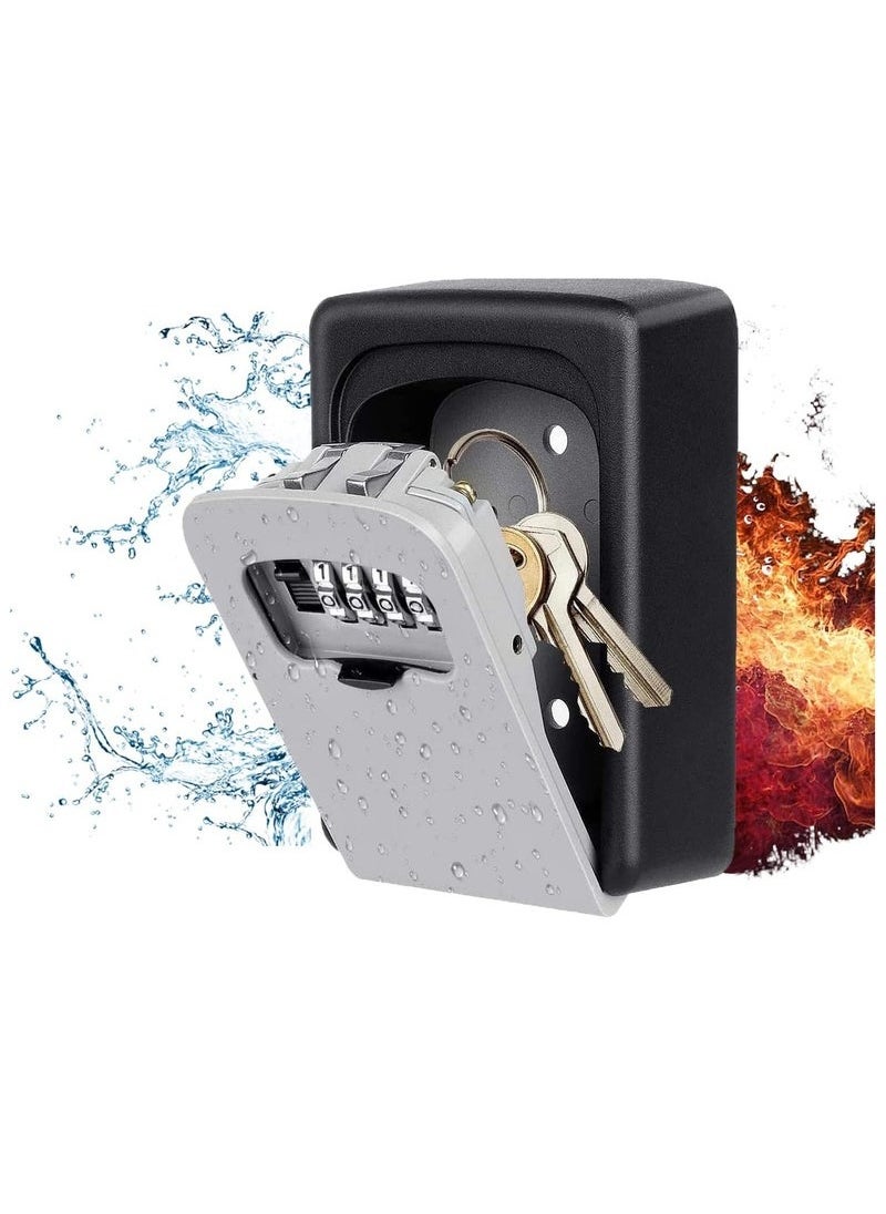 Hihonor Security Key Lock Box, 4 Digit Metal Outdoor Safe Key Box, Weatherproof Lock box for House Key, Wall Mount Key Storage, Resettable Code, for Outdoor and Indoorfor Outdoor and Indoor  - Image 1