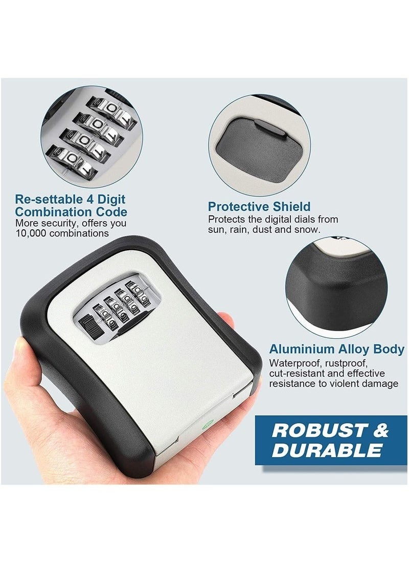 Hihonor Security Key Lock Box, 4 Digit Metal Outdoor Safe Key Box, Weatherproof Lock box for House Key, Wall Mount Key Storage, Resettable Code, for Outdoor and Indoorfor Outdoor and Indoor  - Image 2