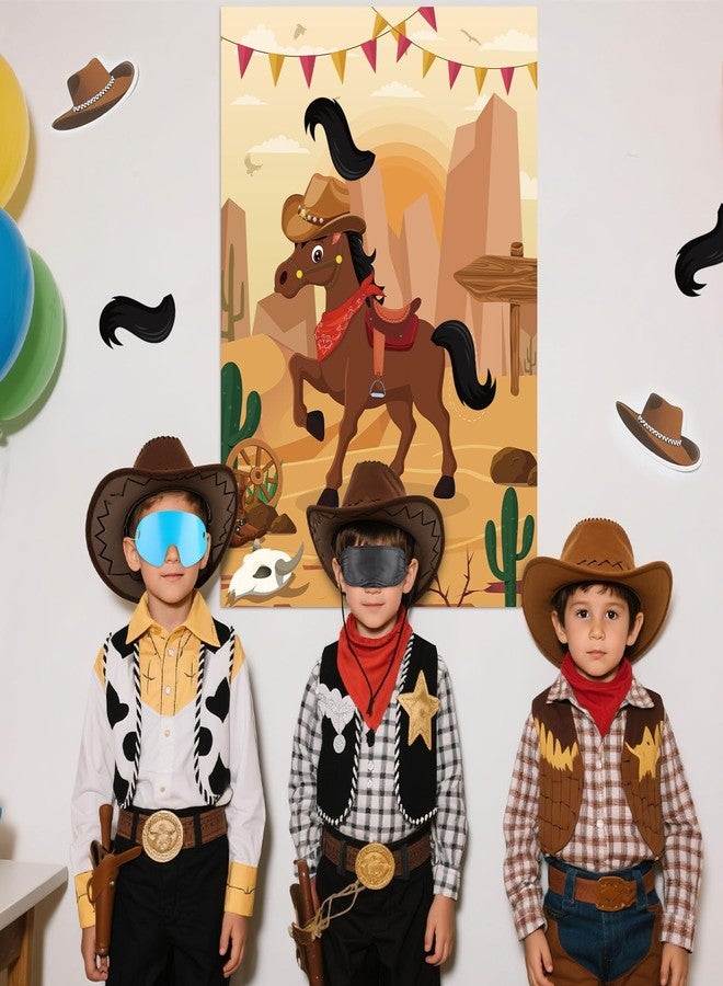 Atiloy Pin The Tail on The Horse Game with 30 Tail Stickers for Cowboy Party SuppliesToys Boys and Girls Cowboy Birthday Party Decorations Horse Party Games Poster for Kids - Image 3