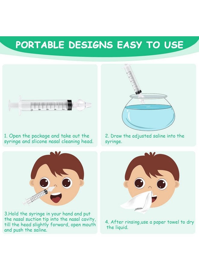 Aolso Baby Nasal Irrigator, 4PCS Nasal Syringe for Baby, Syringe Nasal Irrigator with Tweezers & Cleaning Brush, Baby Nasal Aspirator with Silicone Nasal Suction Tips Portable Baby Nasal Syringe - Image 4