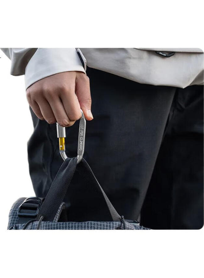 PELLIOT Climbing Carabiner Outdoor D-Shaped Aluminum Alloy Backpack Hook Portable Keychain Safety Buckle 16406841 Army Green - Image 3