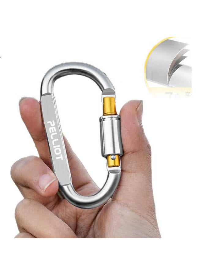 PELLIOT Climbing Carabiner Outdoor D-Shaped Aluminum Alloy Backpack Hook Portable Keychain Safety Buckle 16406841 Army Green - Image 1