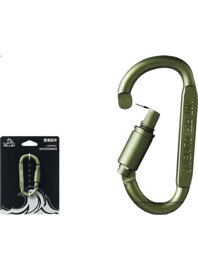 PELLIOT Climbing Carabiner Outdoor D-Shaped Aluminum Alloy Backpack Hook Portable Keychain Safety Buckle 16406841 Army Green - Image 2