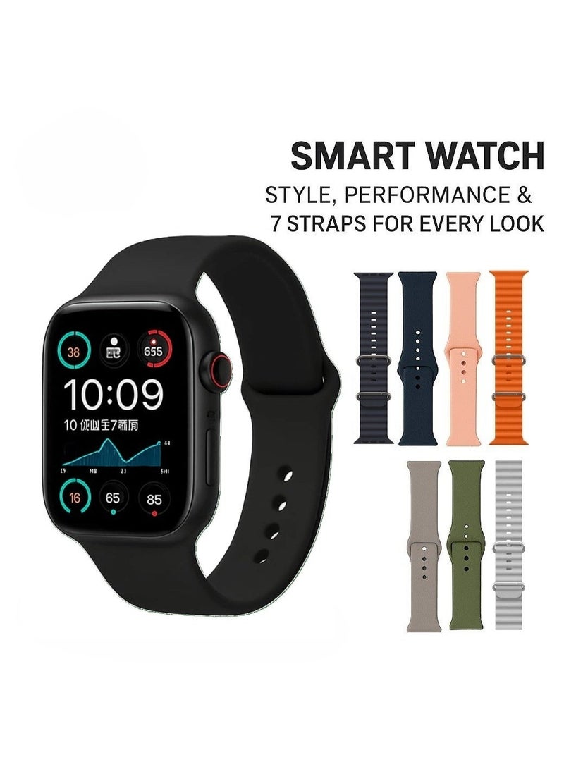 Smart Watch Series 9 Full Screen with Wireless Charging Feature - Black - Image 1
