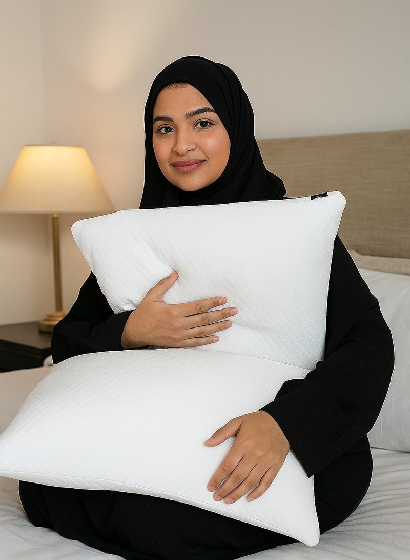 2-Piece Premium Pillow Set with Extra Filling Foam & Washable Cover - 43x33x11cm Hypoallergenic Ultra-Soft Support - Image 2