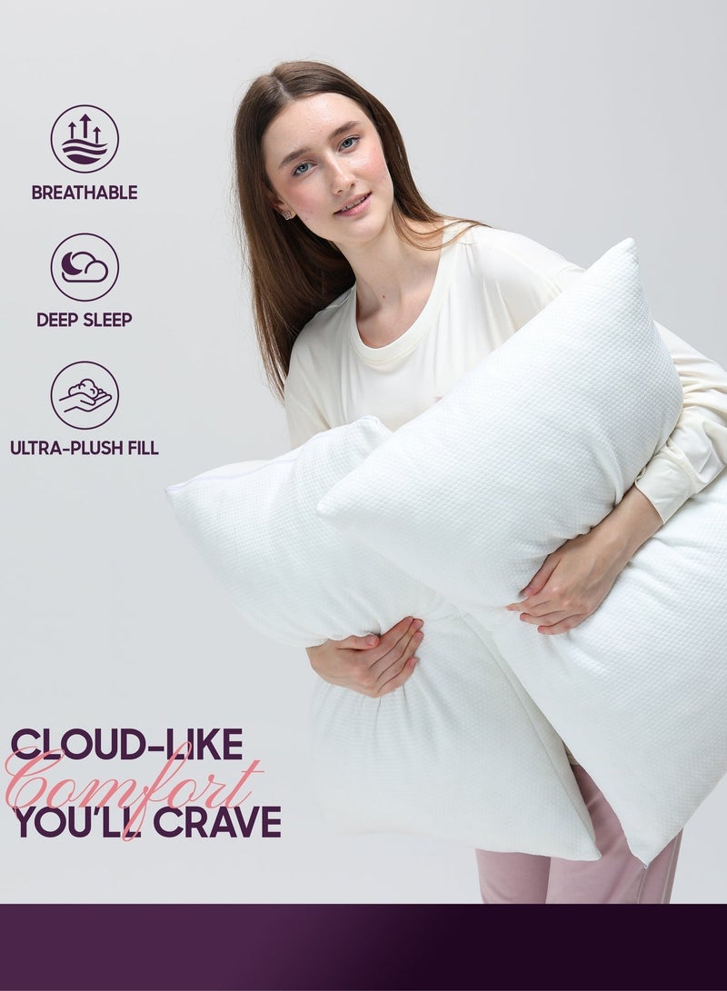 2-Piece Premium Pillow Set with Extra Filling Foam & Washable Cover - 43x33x11cm Hypoallergenic Ultra-Soft Support - Image 5