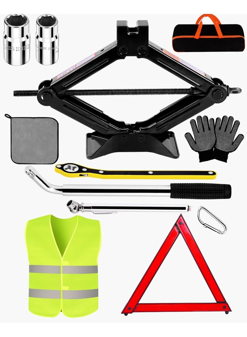 جاك مقصّي 1.5 طن – مجموعة عملية لتغيير الإطار مع مفتاح قابل للتمديد - Image 1