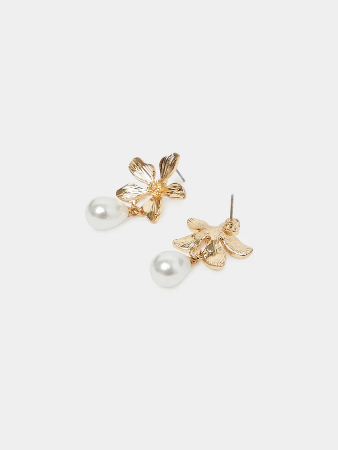 Styli  Floral Pearl Drop Earrings for Women | Best Price UAE