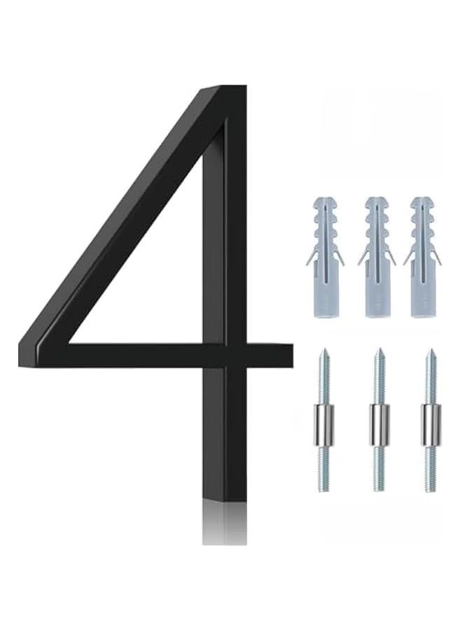 HOOKOR Floating House Numbers for Outside, Metal Modern Address Numbers for House, Zinc Alloy Anti-Rust Home Address Numbers for Door Mailbox, High Gloss Black (4) - Image 1