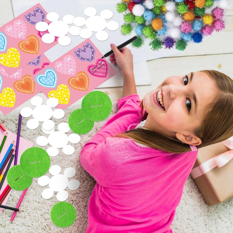 WATINC Spring Flower Paper Pot Craft Kits - 36 Pack Springtime Mother’s Day Pom Pom Flower Decorations, Make Your Standing Glitter Gift Crafts, Fun DIY Decor Home School Classroom Art Activities - Image 3