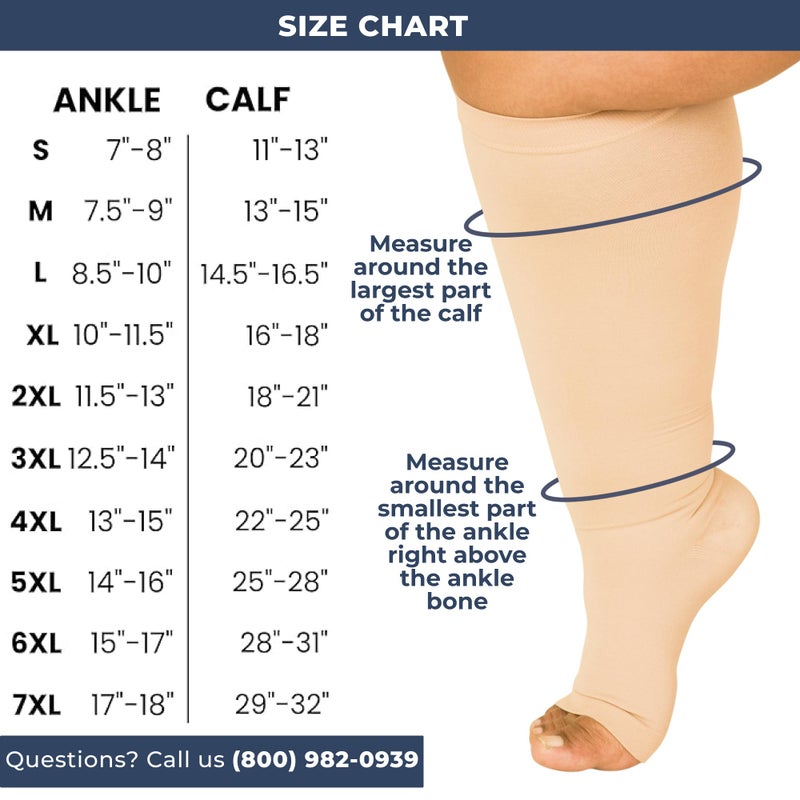 Mojo Compression Socks for Women and Men 20-30 mmHg - Knee High Toeless Compression Support Socks for Circulation during Travel, Flights, Nursing - Beige, X-Large - AB211 - Image 4