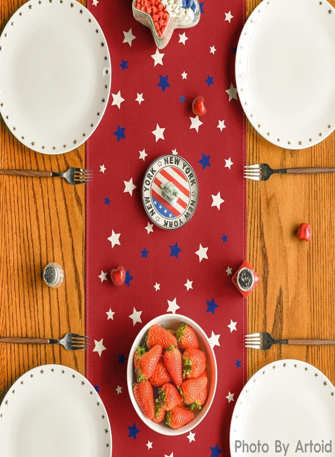 Artoid Mode Red Stars America Patriotic Memorial Day 4th of July Table Runner, Independence Day Holiday Kitchen Dining Table Decor for Home Party Decoration 13 x 72 Inch - Image 3