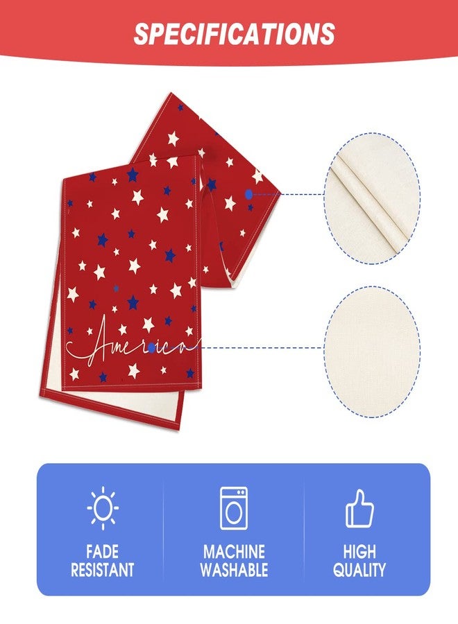 Artoid Mode Red Stars America Patriotic Memorial Day 4th of July Table Runner, Independence Day Holiday Kitchen Dining Table Decor for Home Party Decoration 13 x 72 Inch - Image 5