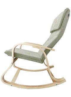 Moon Home and more.. Modern Bentwood Rocking Chair Chenille Fabric Upholstered Relax Rocker Lounge Chair Beige  - Image 4