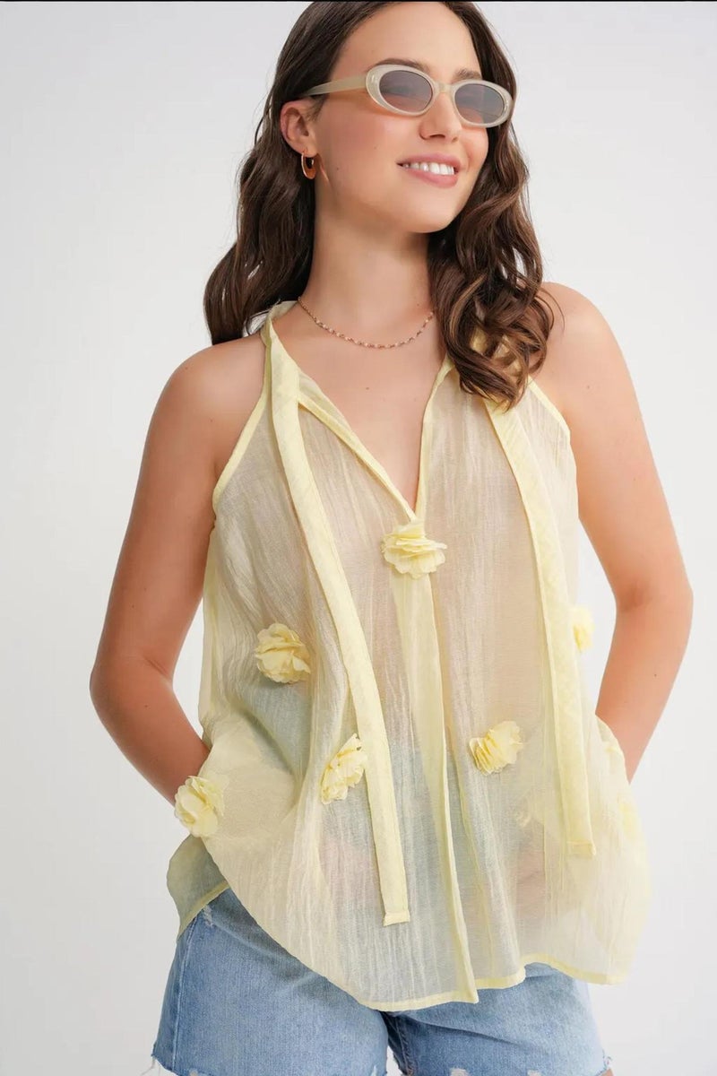 Mixray V-Neck Tie Closure Ruffle Blouse - Image 2
