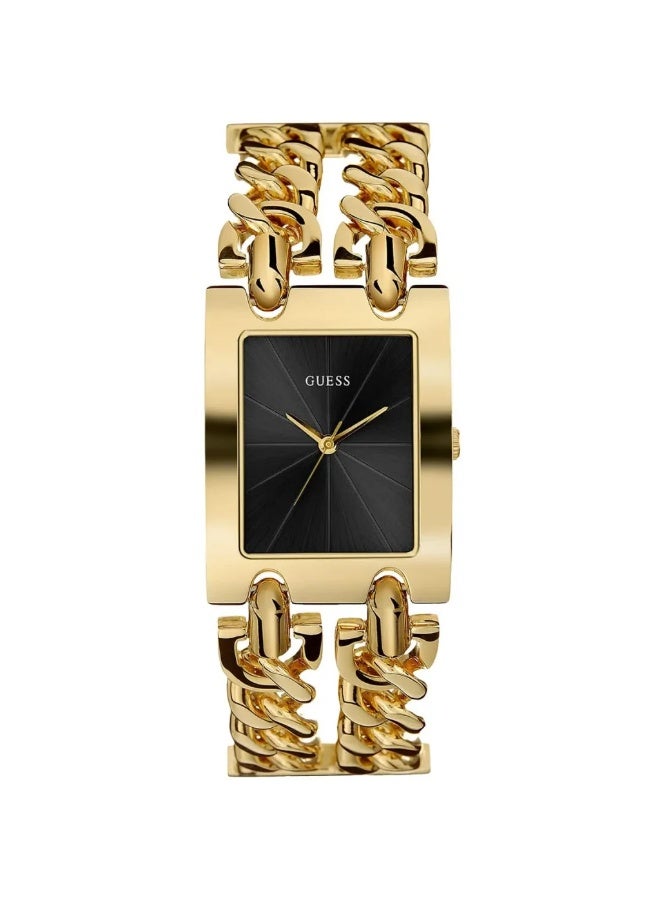 Guess Ladies Mod Heavy Metal U1117L5 – Gold Stainless Steel Chain Bracelet Watch with Black Dial – 36 mm - Image 1