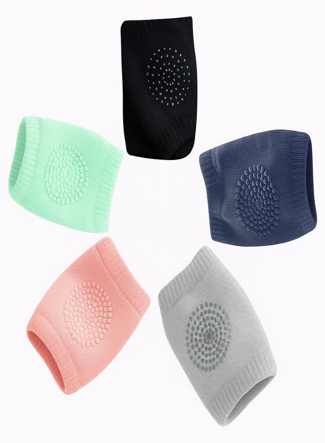 LITTLOO Baby Knee Socks & Crawling Socks (Pack of 5) Anti-Slip Knee & Elbow Protector Pads, Soft Cotton Elastic for Cushion & Knee Protection (Multicolor) - Image 1