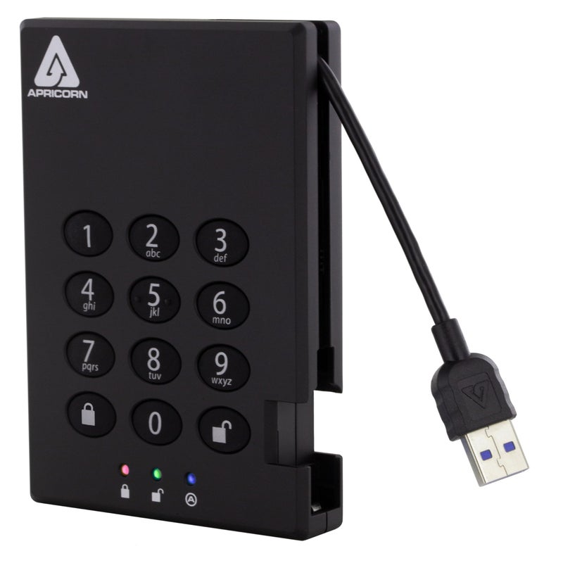 أبريكورن 500 جيجابايت إيجيس بادلوك USB 30 تشفير هاردوير 256 بت AES XTS محمول خارجي A253PL256500