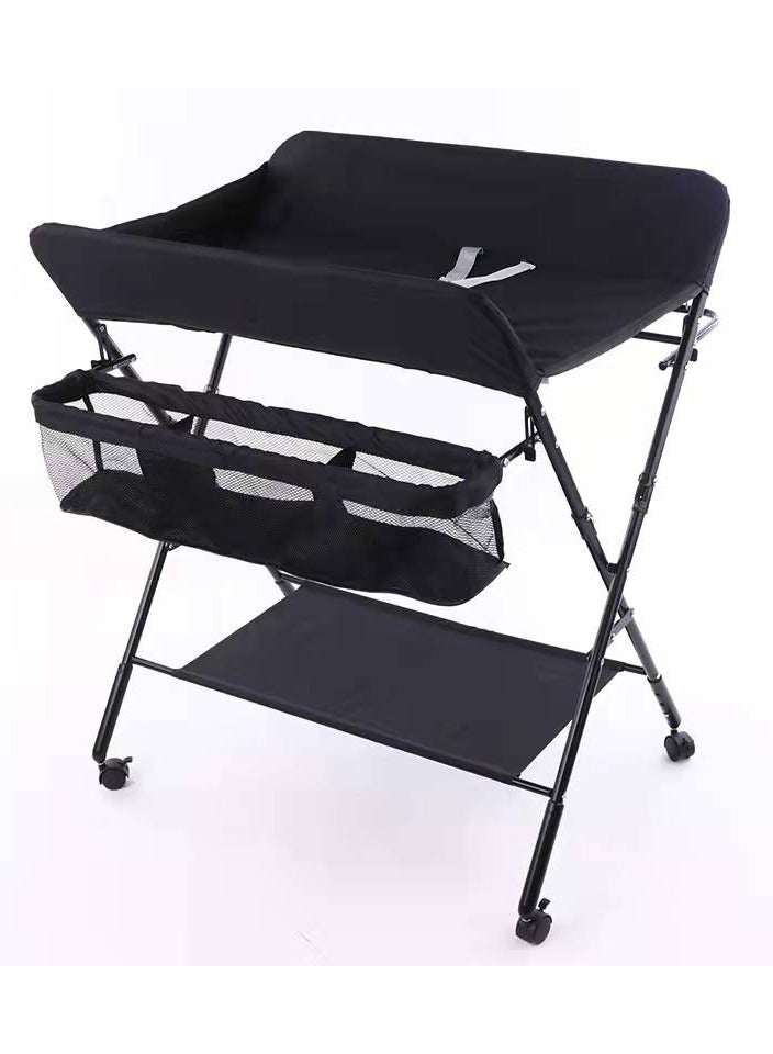 Baby Changing Table,Foldable, Portable,With Wheels, Height Can Be Adjusted In Three Steps,Waterproof Diaper Changing Table Pad Topper - Image 1